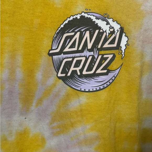Retro Santa Cruz Skateboards Tie-Dye Men’s XL Skate Aged T-Shirt Yellow SURF - Picture 3 of 6